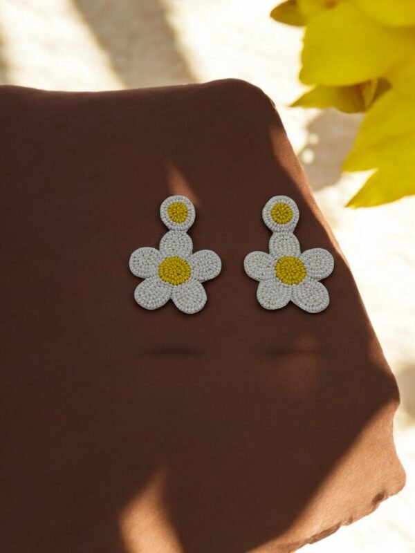 Handmade White Flower Earring