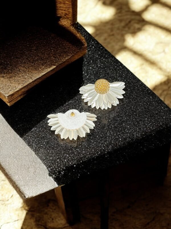 Handmade Golden Flower Stud - Image 5