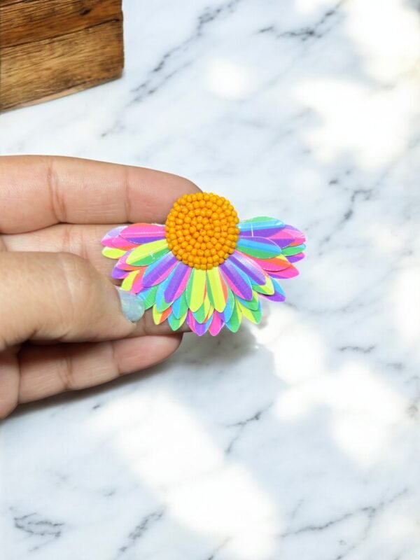 Handmade Multicolor Flower Stud - Image 4