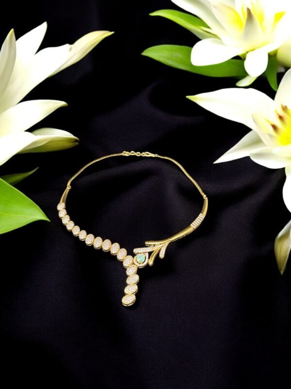 Gold Plated American Diamond Necklace Set - Image 4