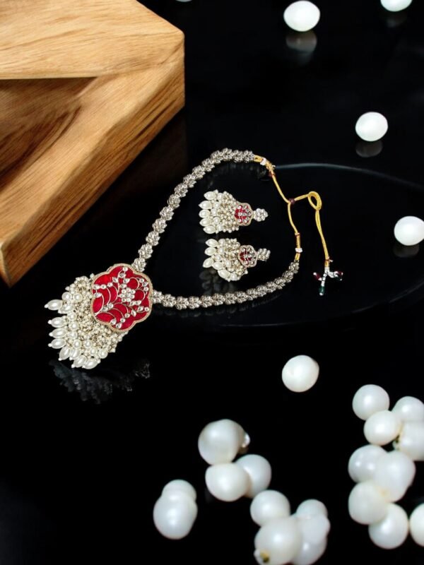 kundan-Resin long necklace set - Image 6