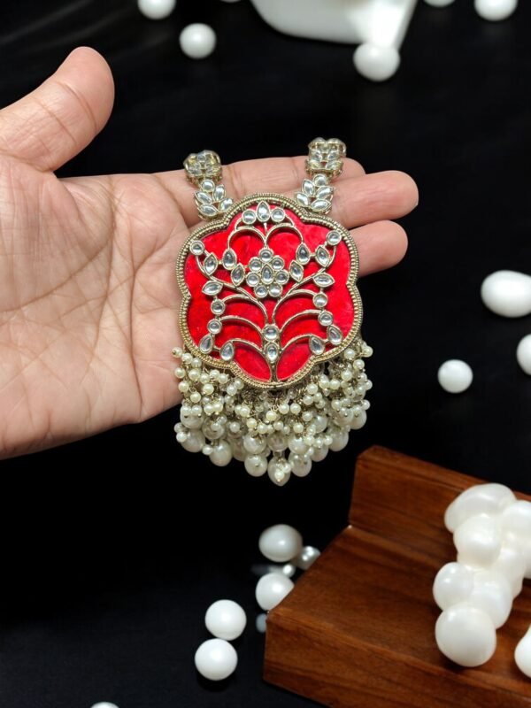 kundan-Resin long necklace set - Image 3