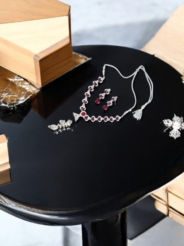 Ruby American Diamond Necklace Set - Image 5