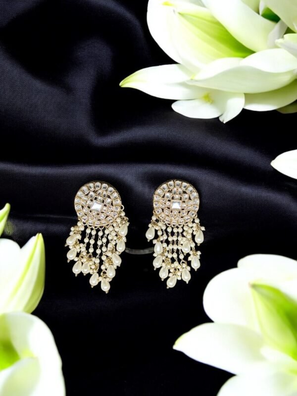 Kundan Earring -White - Image 4