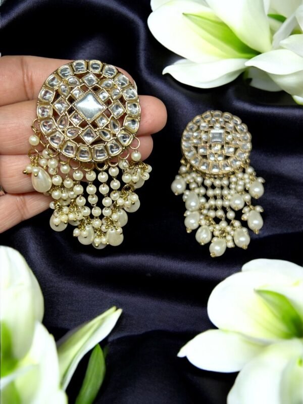 Kundan Earring -White - Image 3