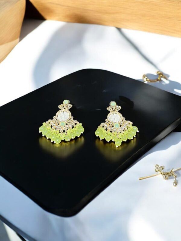 Copper Plated Kundan Studded  Dangle Drop Earring - Image 2