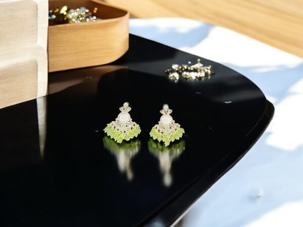 Copper Plated Kundan Studded  Dangle Drop Earring - Image 4