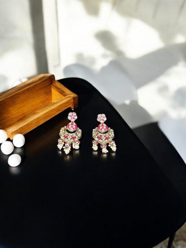 Gold Plated Pink  Earring - Image 3