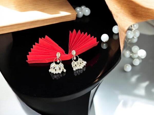 Silver Plated White Monalisa stones Earring - Image 4