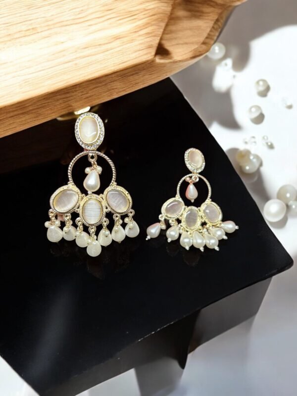 Silver Plated White Monalisa stones Earring