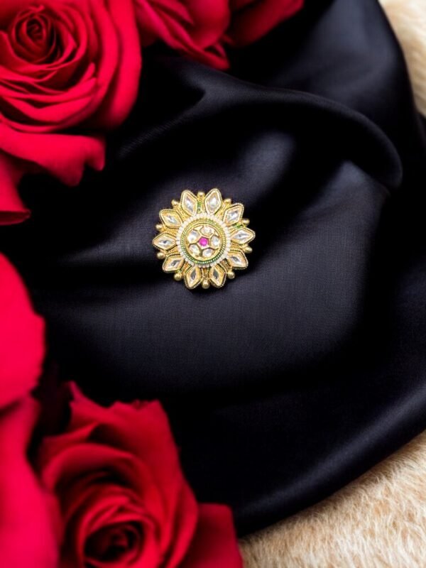 Gold Plated Green Adjustable  Ring - Image 4