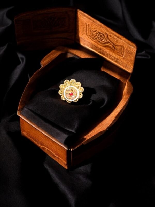 Gold Plated Pink Adjustable Ring - Image 3