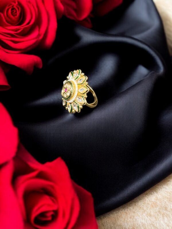 Gold Plated Green Adjustable  Ring - Image 3