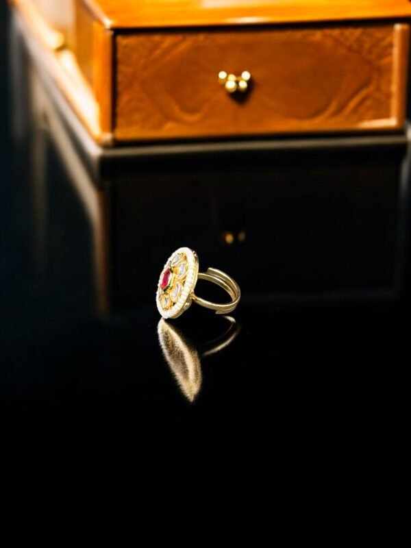 Gold Plated Ruby Adjustable Ring - Image 2