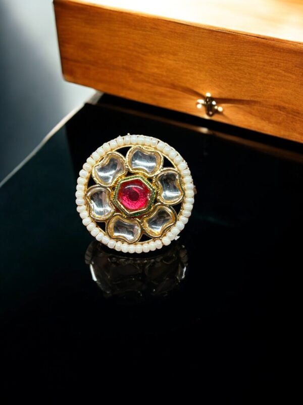 Gold Plated Ruby Adjustable Ring - Image 4