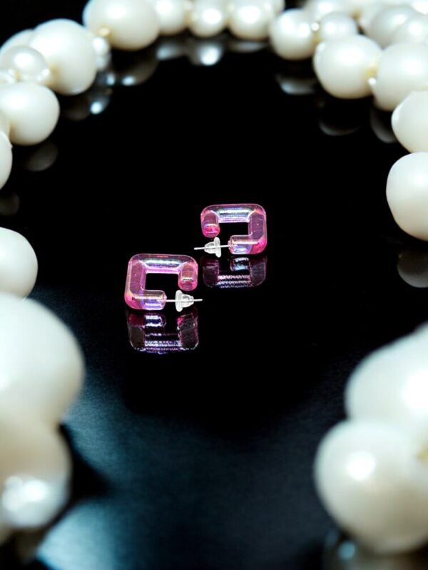 Pink Glass Base Earring - Image 5
