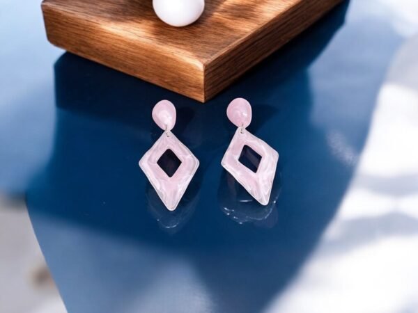 Marble Texture Pink Color Earring - Image 3