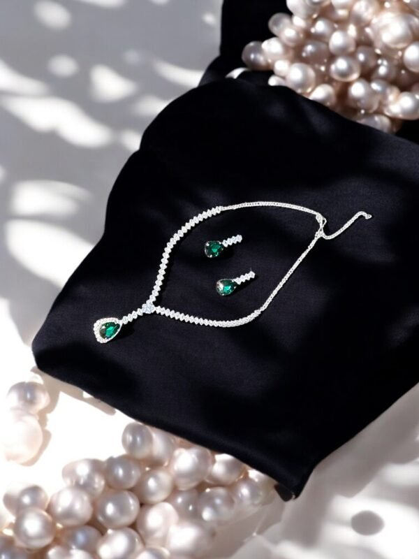 Green Silver Necklace Set - Image 4