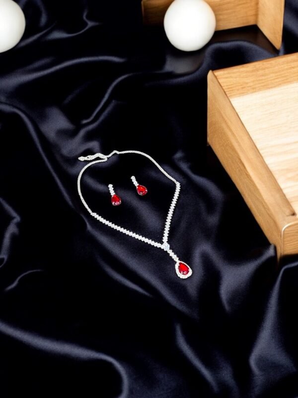 Red Silver Necklace Set - Image 2