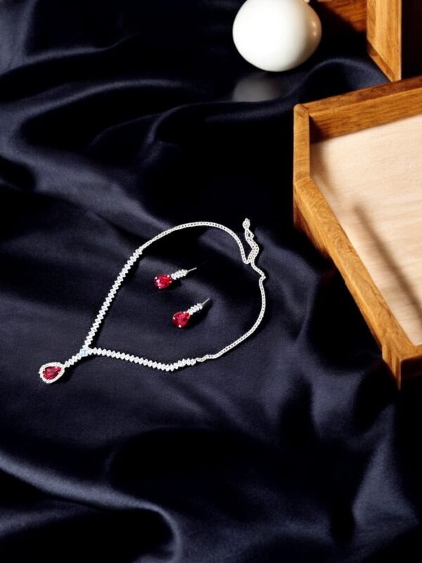 Red Silver Necklace Set - Image 5