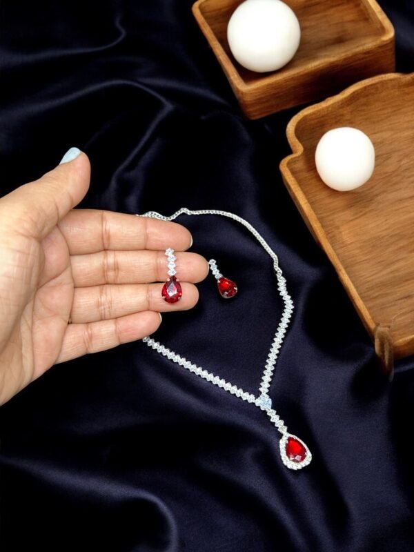Red Silver Necklace Set - Image 3